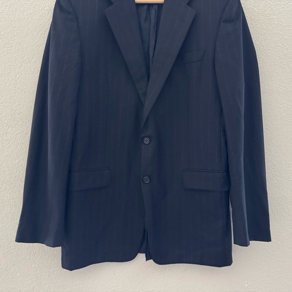 Loro Piana Hickey Freeman Sport Coat Blazer Jacket Wool Stripe Navy Classic 39 R - Picture 7 of 14